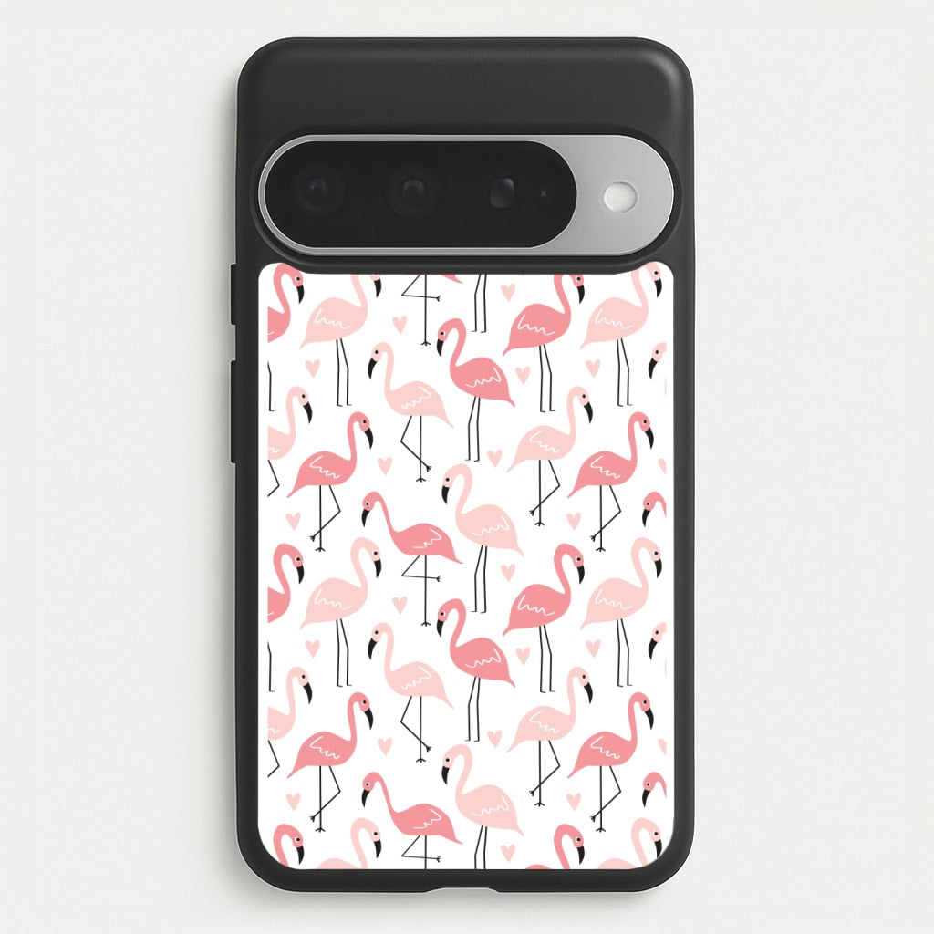White & Pink Flamingo Pattern Phone Case for Google Pixel 10 Pro XL