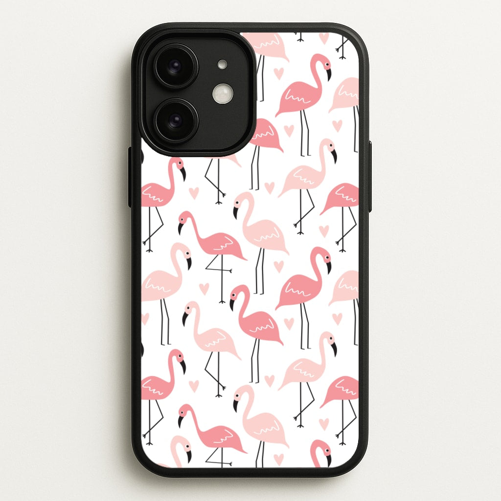 White & Pink Flamingo Pattern - Flamingos Phone Case for iPhone 11