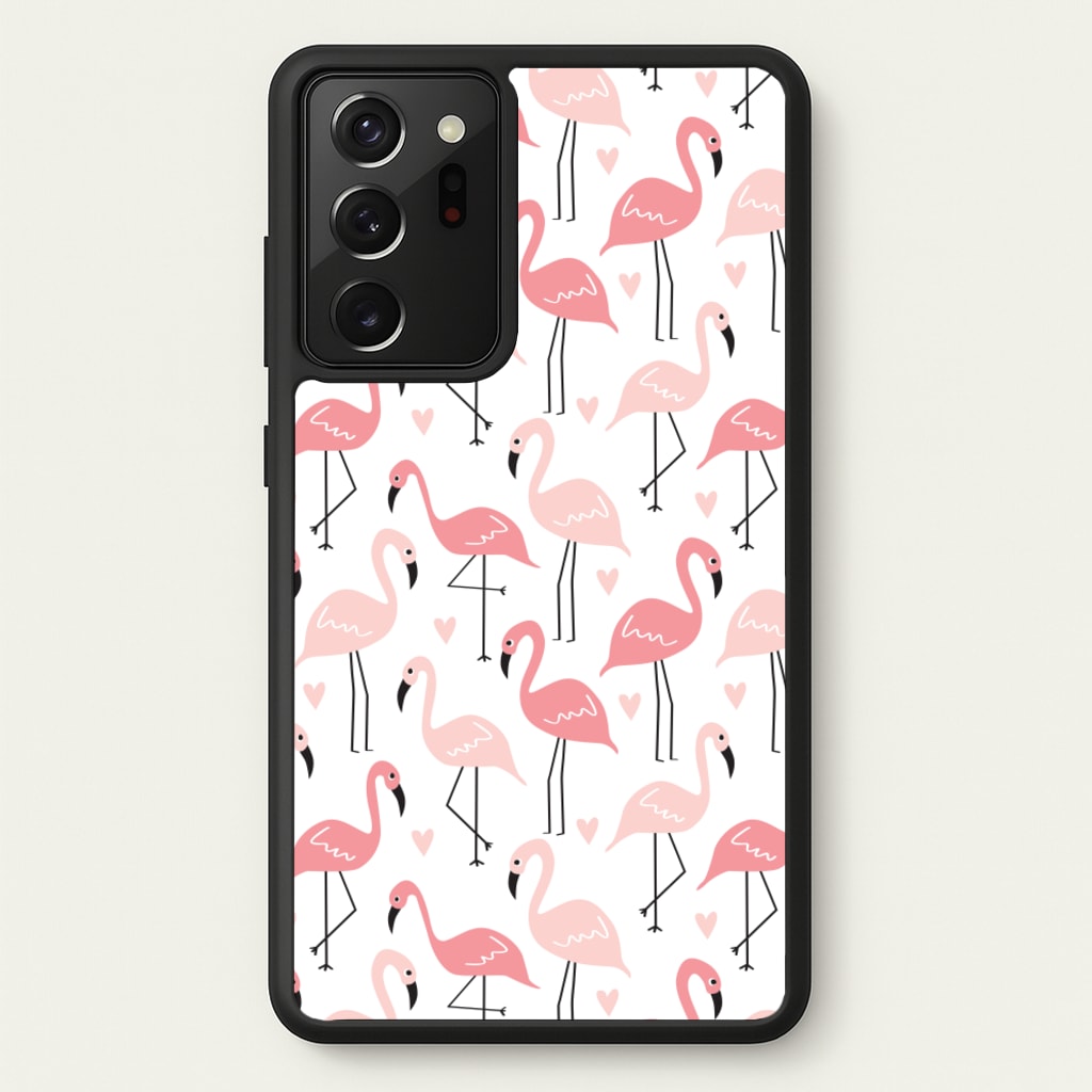 White & Pink Flamingo Pattern - Flamingos Phone Case for Galaxy Note 20 Ultra