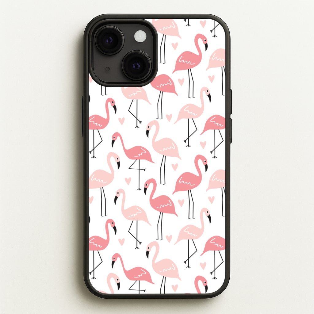 White & Pink Flamingo Pattern - Flamingos Phone Case for iPhone 13 Mini