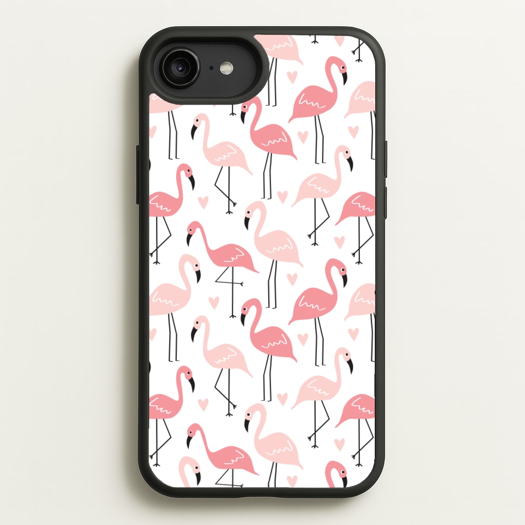 White & Pink Flamingo Pattern - Flamingos Phone Case for iPhone 6 Plus / 7 Plus / 8 Plus
