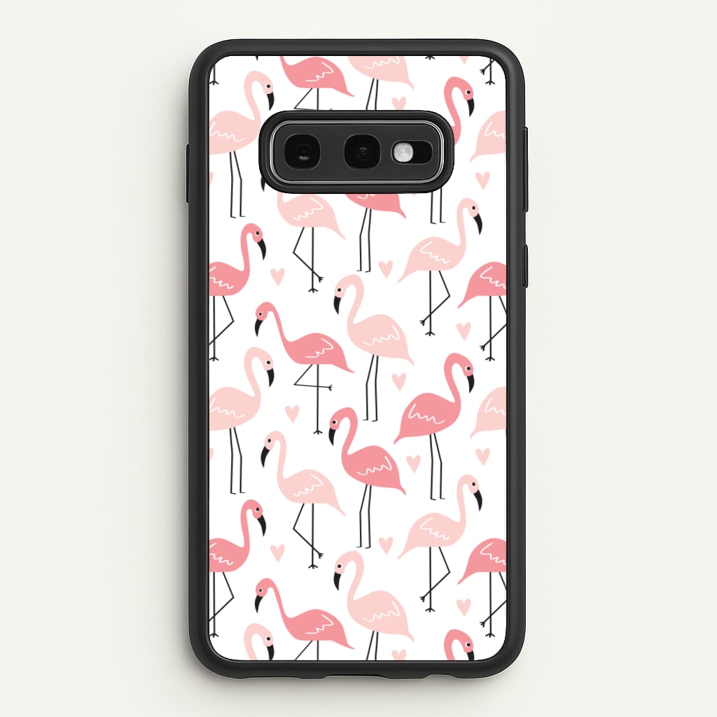 White & Pink Flamingo Pattern - Flamingos Phone Case for Galaxy S10e