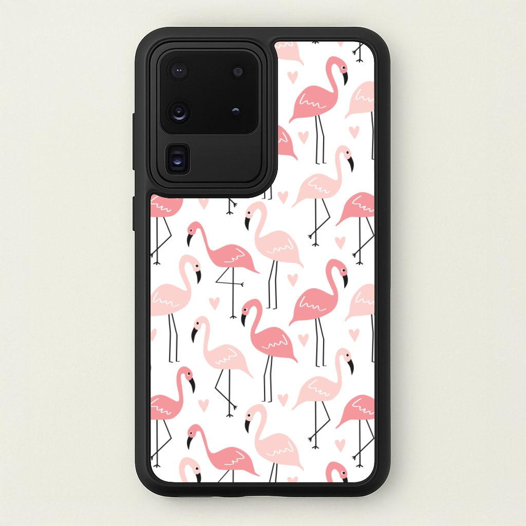 White & Pink Flamingo Pattern - Flamingos Phone Case for Galaxy S20 Ultra
