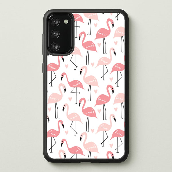White & Pink Flamingo Pattern - Flamingos Phone Case for Galaxy S20FE