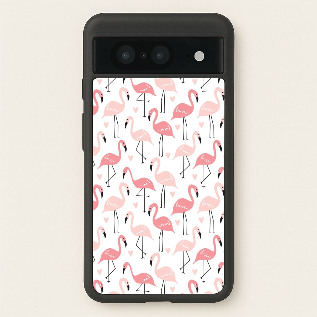 White & Pink Flamingo Pattern - Flamingos Phone Case for Google Pixel 8