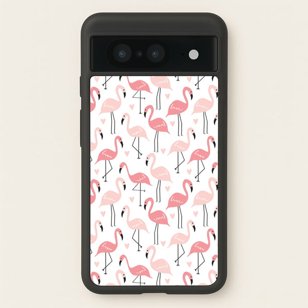 White & Pink Flamingo Pattern - Flamingos Phone Case for Google Pixel 8