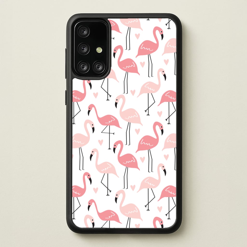 White & Pink Flamingo Pattern - Flamingos Phone Case for Galaxy A71