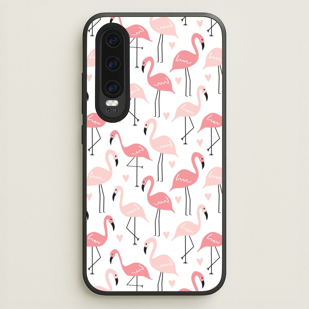 White & Pink Flamingo Pattern - Flamingos Phone Case for Huawei P30