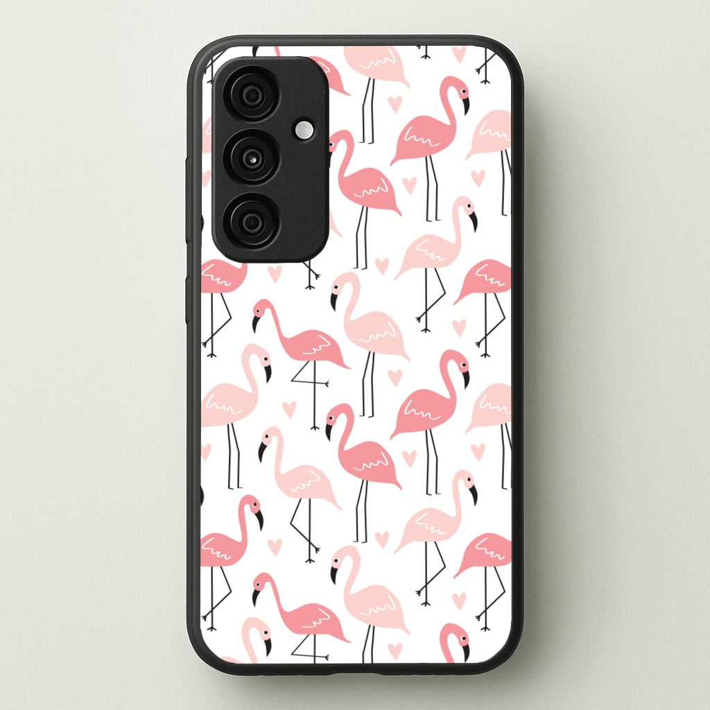 White & Pink Flamingo Pattern - Flamingos Phone Case for Galaxy A15