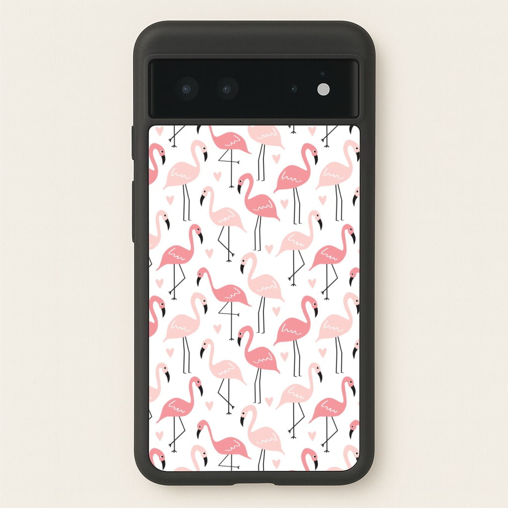 White & Pink Flamingo Pattern - Flamingos Phone Case for Google Pixel 6