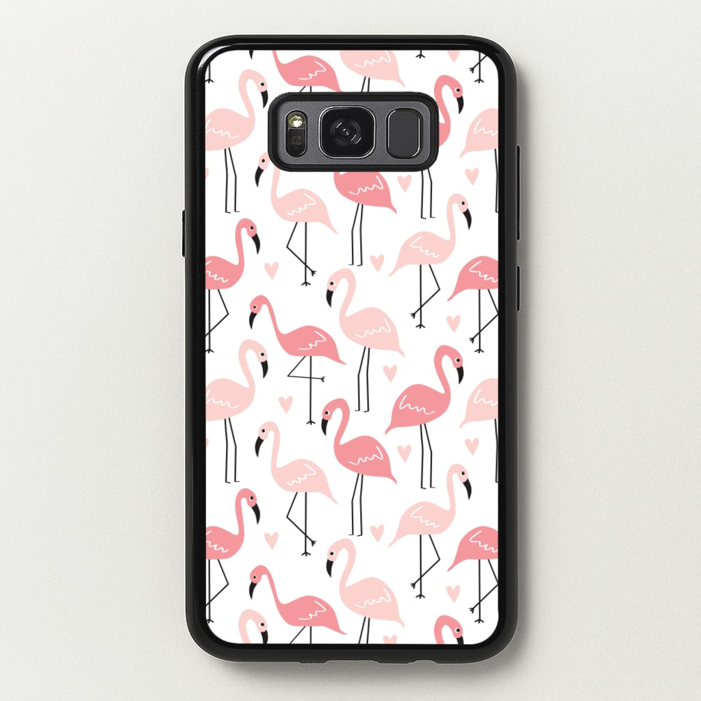 White & Pink Flamingo Pattern - Flamingos Phone Case for Galaxy S8 Plus