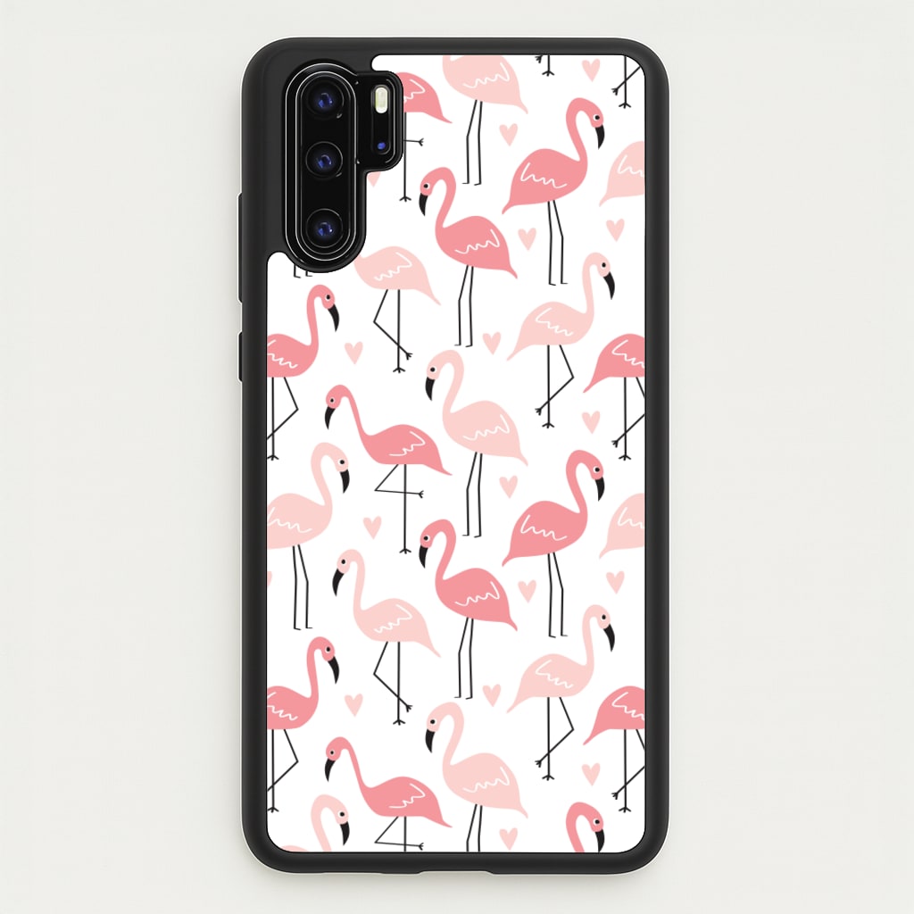 White & Pink Flamingo Pattern - Flamingos Phone Case for Huawei P30 Pro