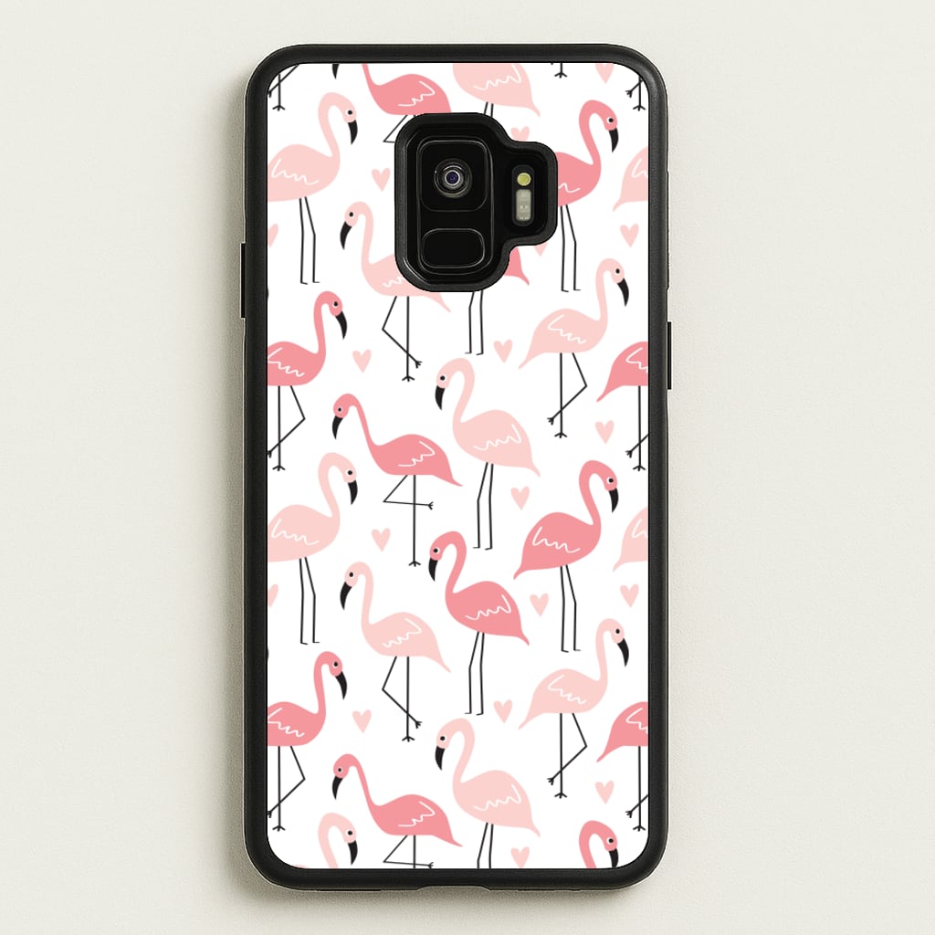 White & Pink Flamingo Pattern - Flamingos Phone Case for Galaxy S9