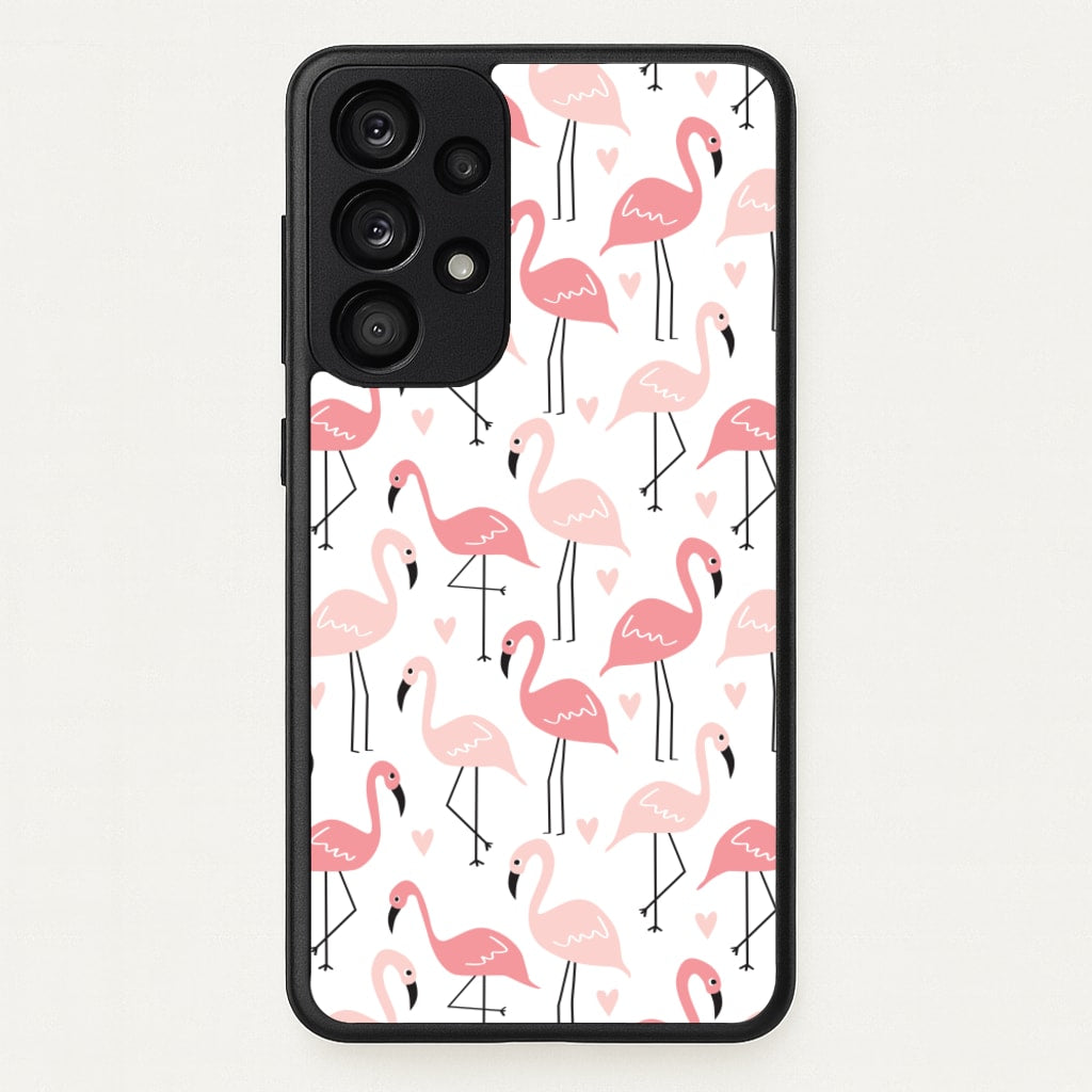 White & Pink Flamingo Pattern - Flamingos Phone Case for Galaxy A53