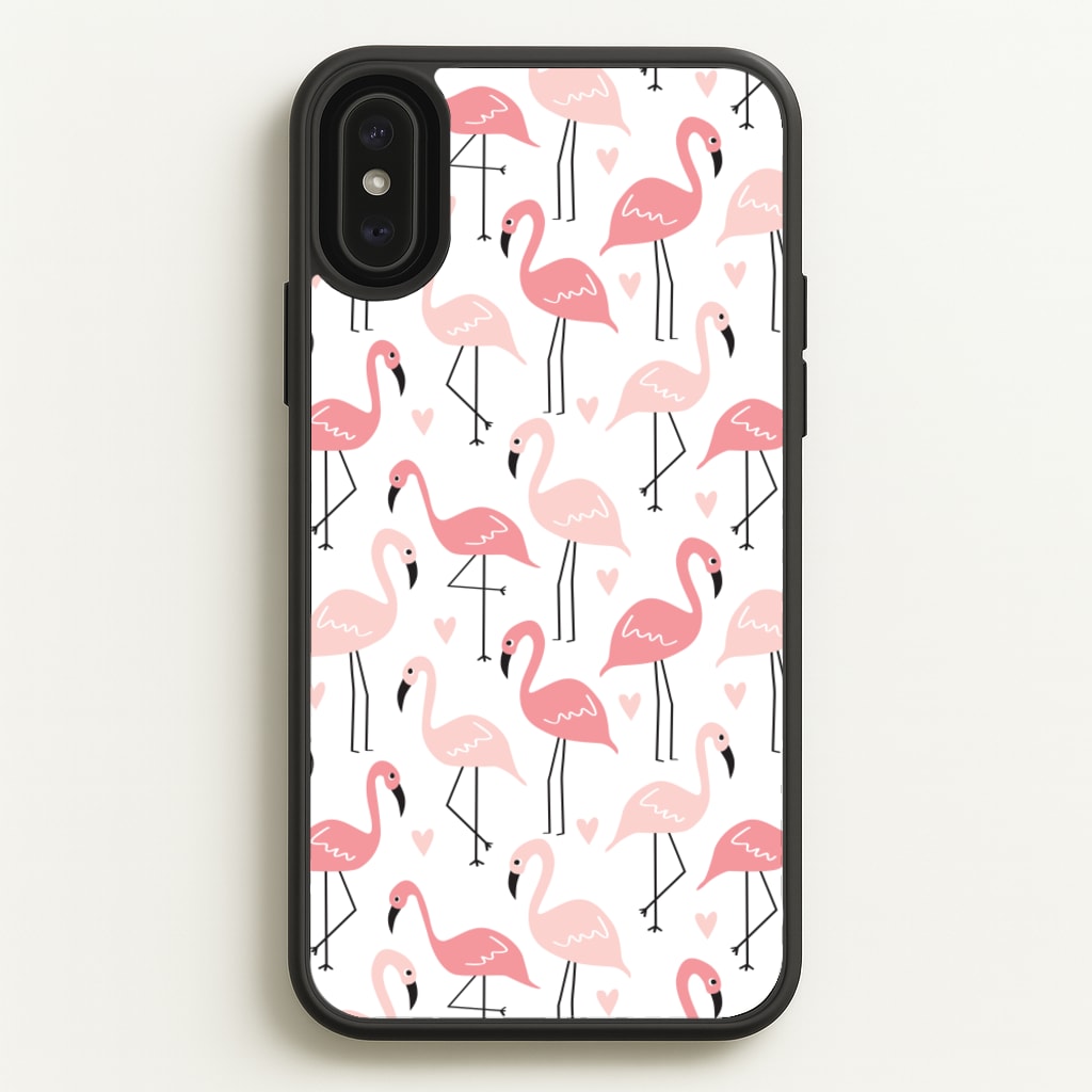 White & Pink Flamingo Pattern - Flamingos Phone Case for iPhone XS Max