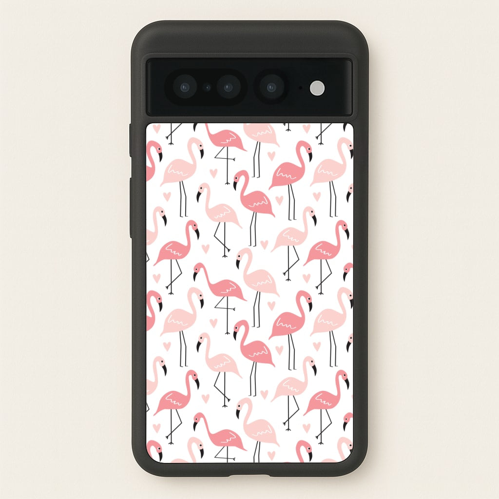 White & Pink Flamingo Pattern - Flamingos Phone Case for Google Pixel 7 Pro