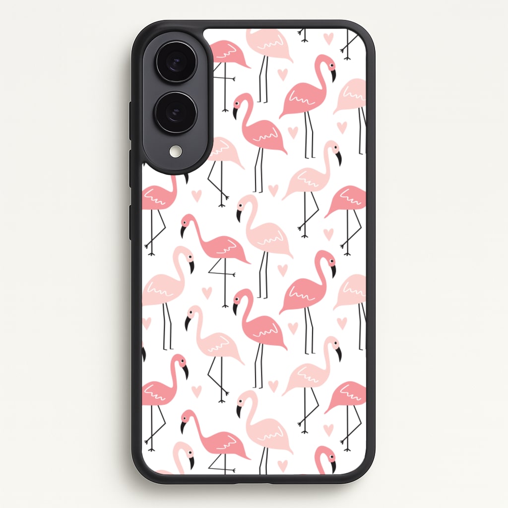 White & Pink Flamingo Pattern - Flamingos Phone Case for Galaxy S25 Edge
