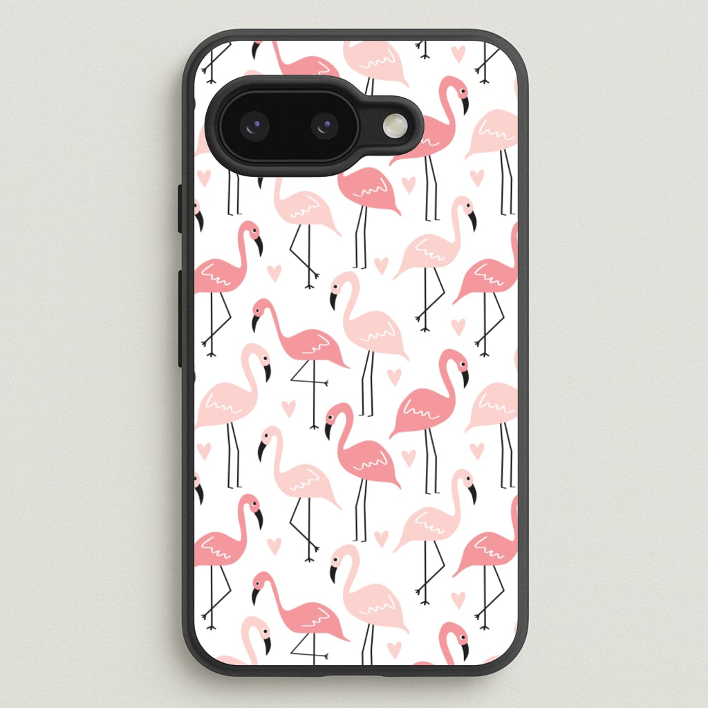 White & Pink Flamingo Pattern - Flamingos Phone Case for Google Pixel 9a