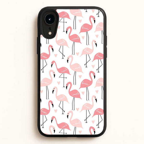 White & Pink Flamingo Pattern - Flamingos Phone Case for iPhone XR