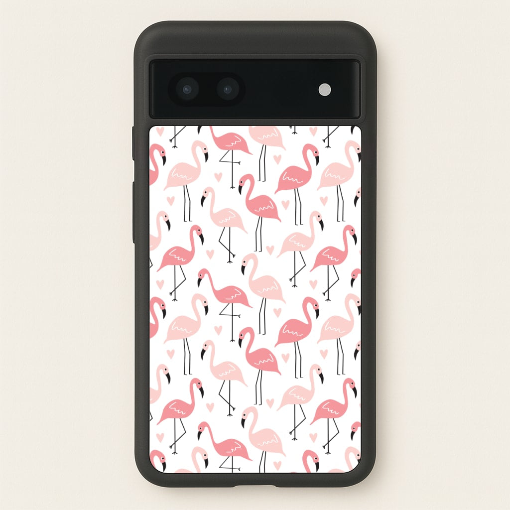 White & Pink Flamingo Pattern - Flamingos Phone Case for Google Pixel 6a