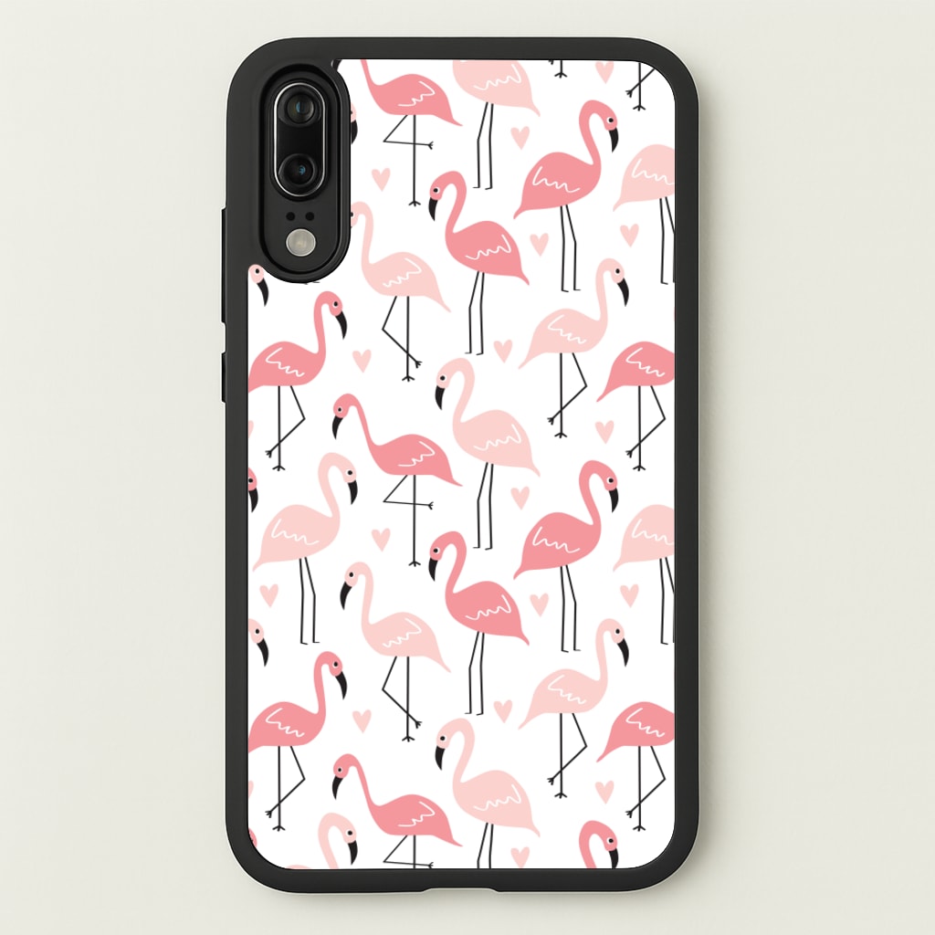 White & Pink Flamingo Pattern - Flamingos Phone Case for Huawei P20