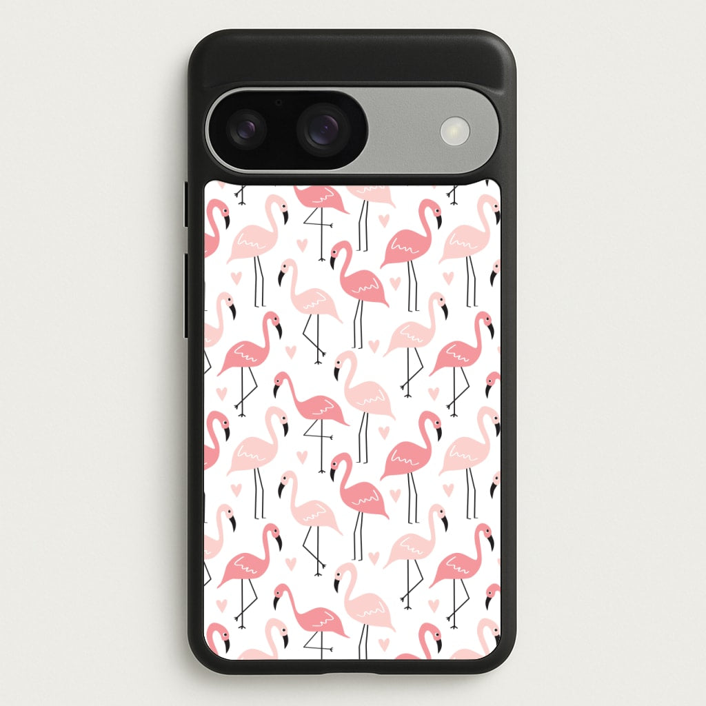 White & Pink Flamingo Pattern - Flamingos Phone Case for Google Pixel 9 / 9 Pro