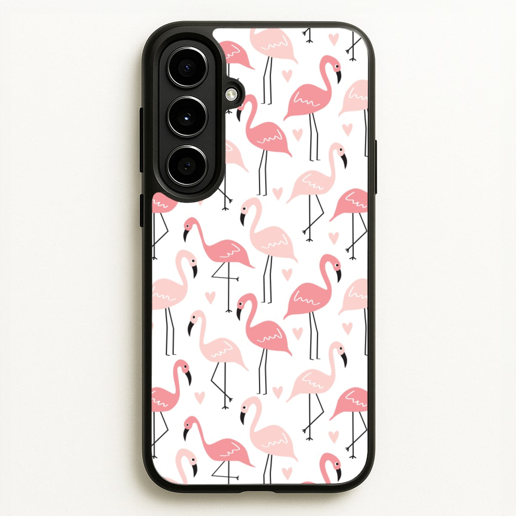 White & Pink Flamingo Pattern - Flamingos Phone Case for Galaxy A56