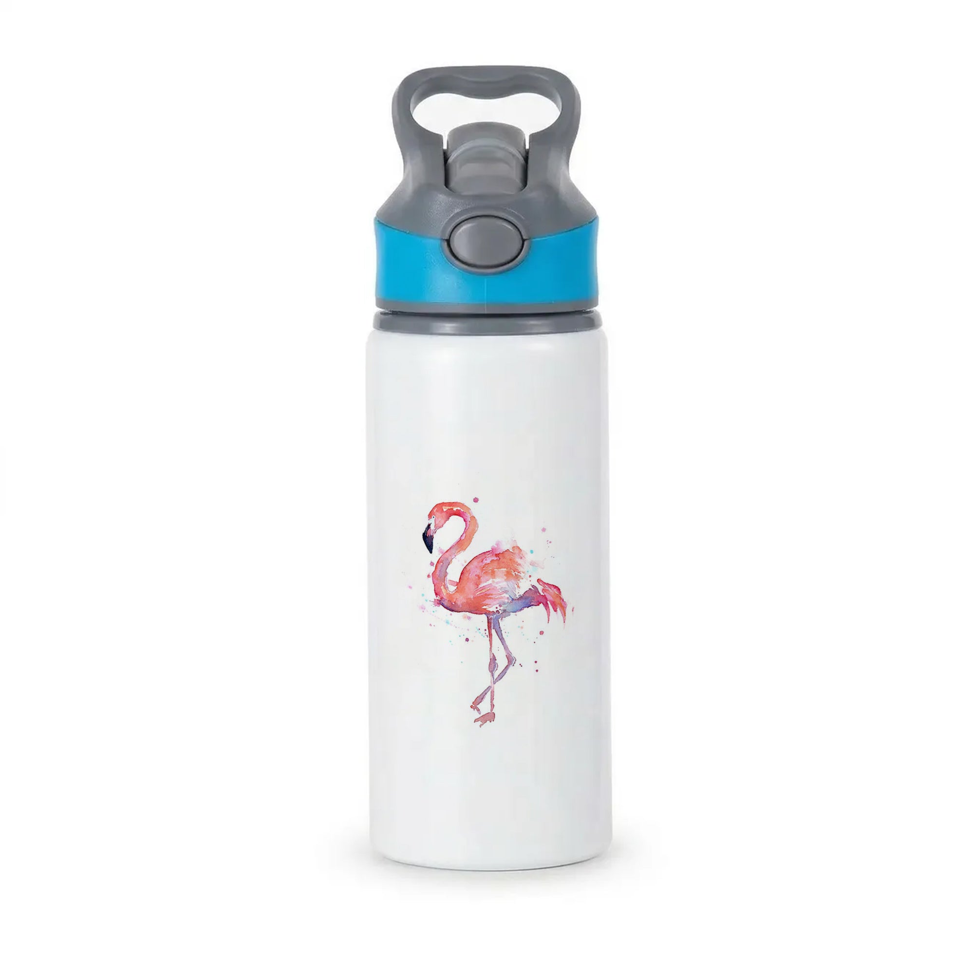 Watercolour Flamingo Painting Active Water Bottle - Blue