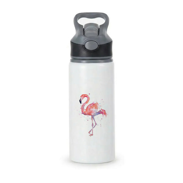 Watercolour Flamingo Painting Active Water Bottle - Black