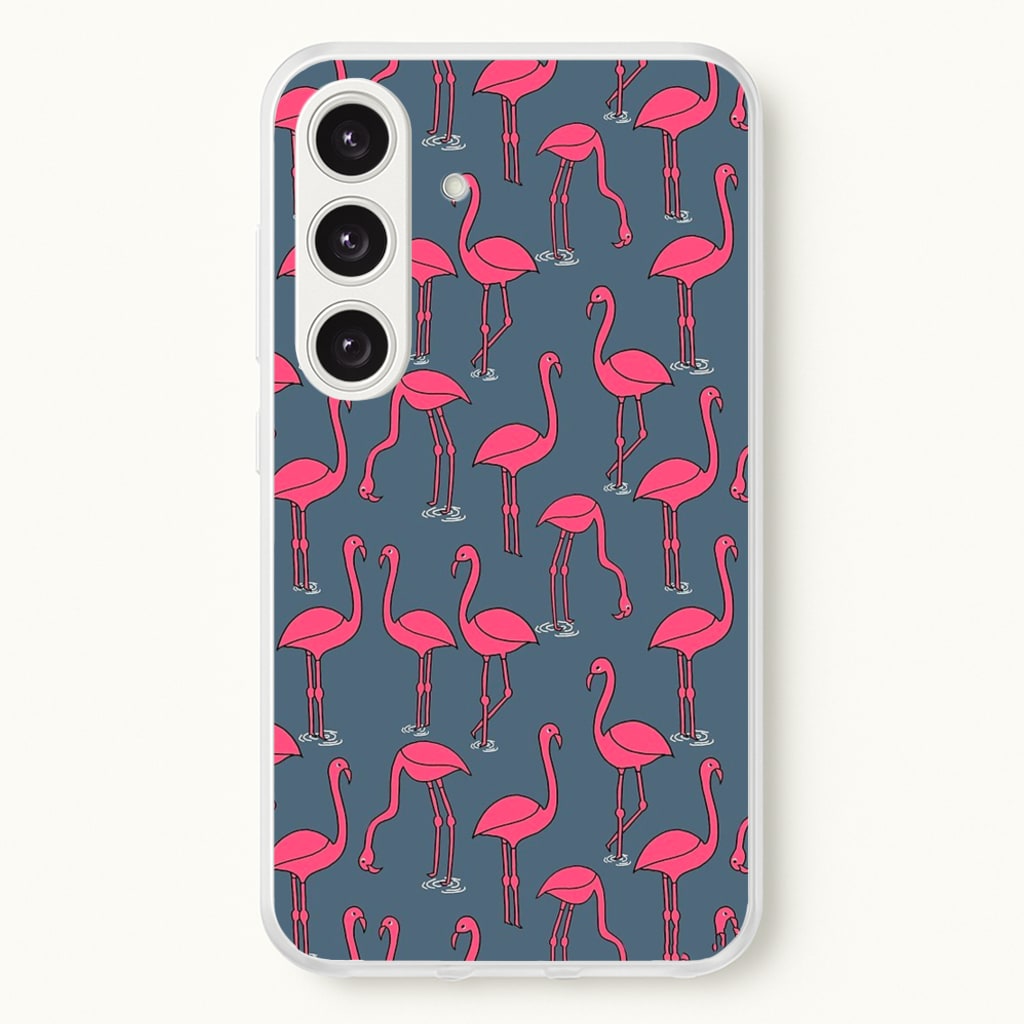 Basic Pink Flamingo Pattern - Animals Phone Case for Galaxy S24