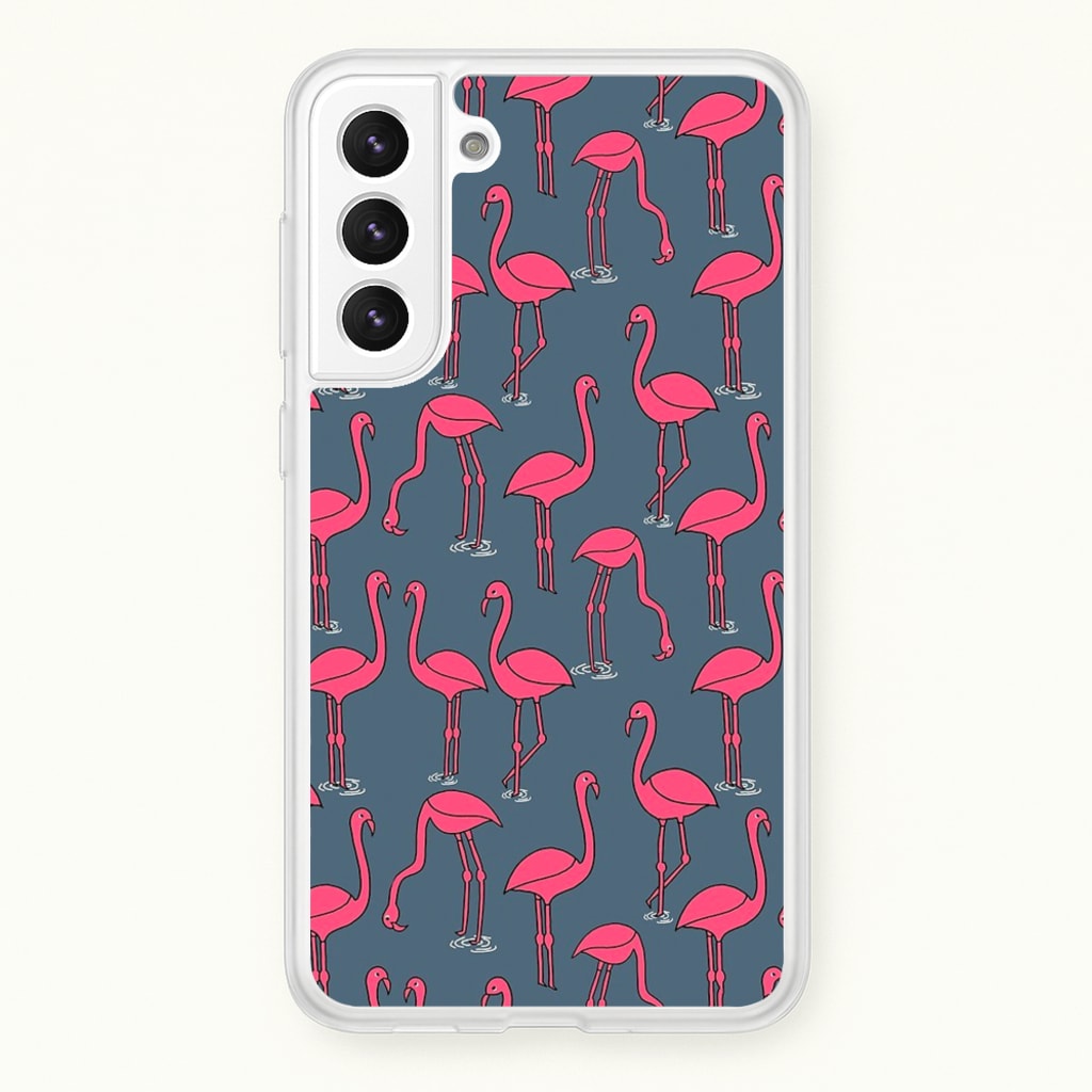 Basic Pink Flamingo Pattern - Animals Phone Case for Galaxy S21FE