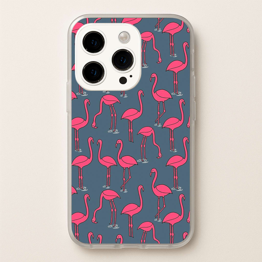 Basic Pink Flamingo Pattern - Animals Phone Case for iPhone 14 Pro Max