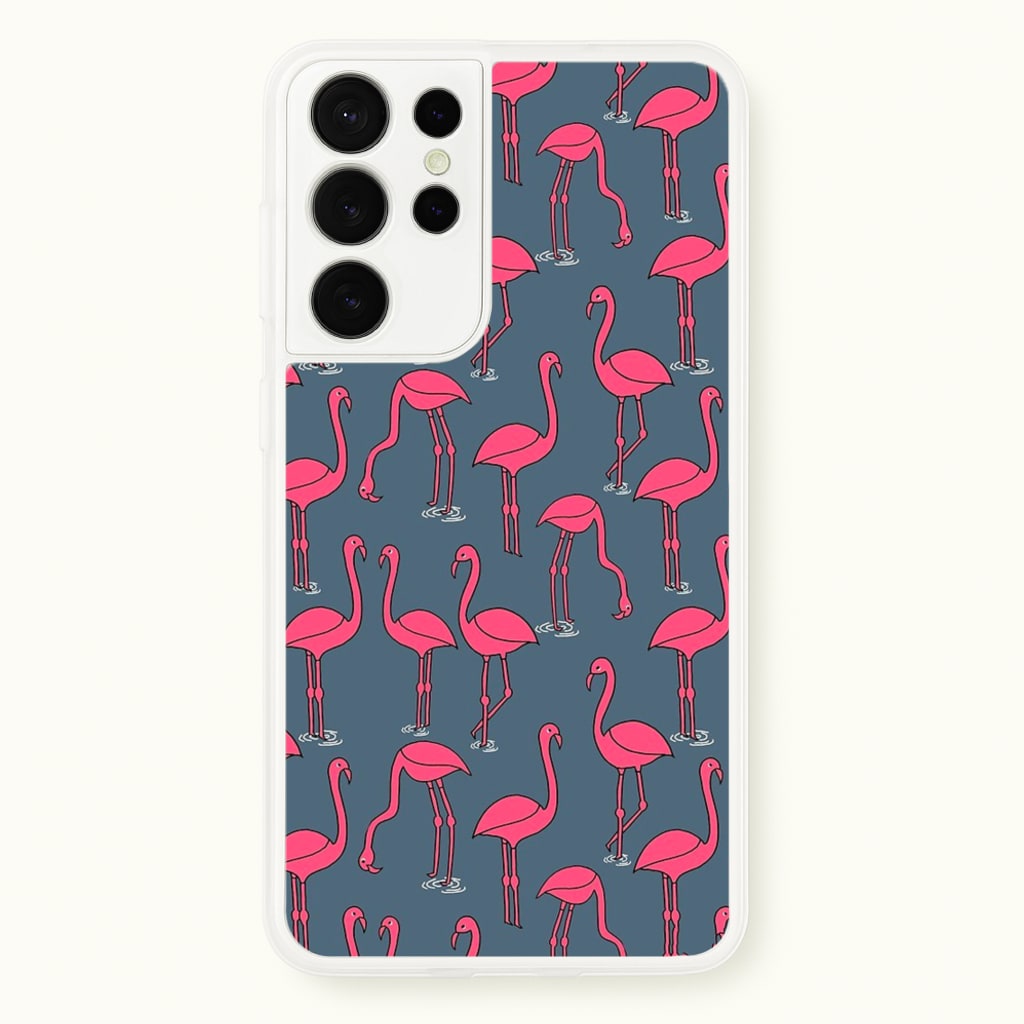 Basic Pink Flamingo Pattern - Animals Phone Case for Galaxy S21 Ultra