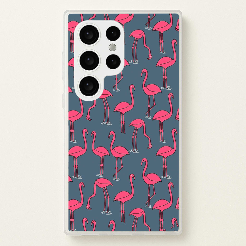 Basic Pink Flamingo Pattern - Animals Phone Case for Galaxy S24 Ultra
