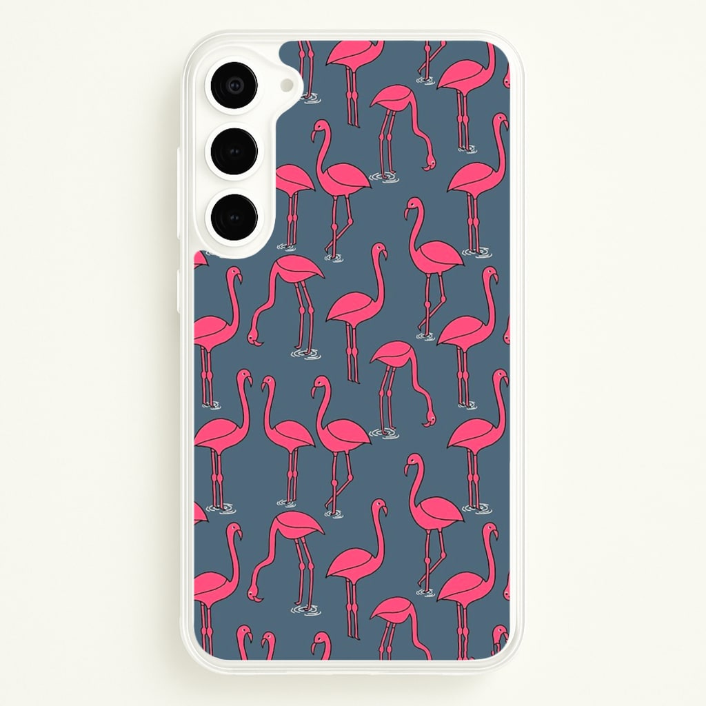 Basic Pink Flamingo Pattern - Animals Phone Case for Galaxy S23 Plus