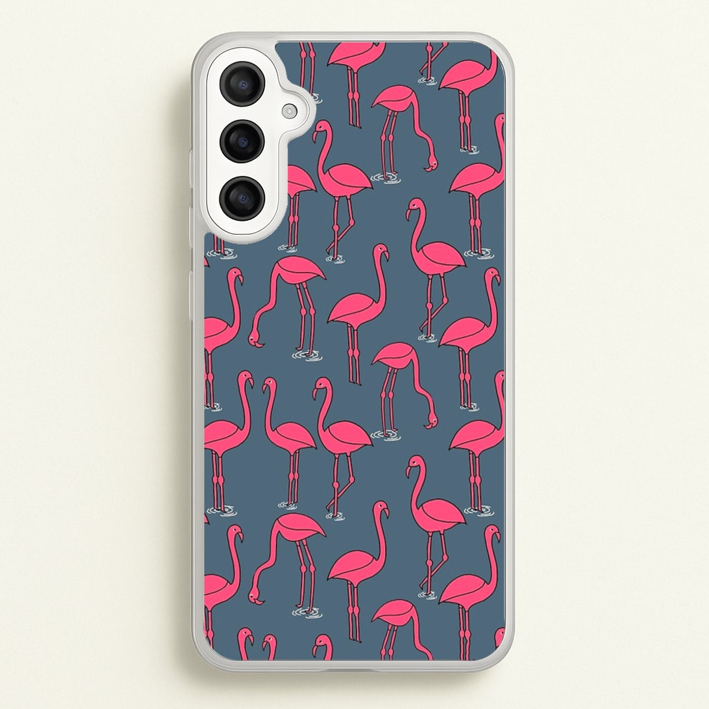 Basic Pink Flamingo Pattern - Animals Phone Case for Galaxy A34