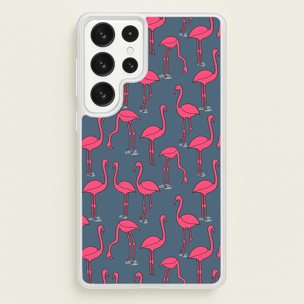 Basic Pink Flamingo Pattern - Animals Phone Case for Galaxy S23 Ultra