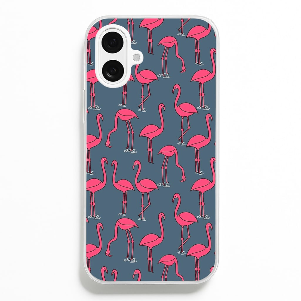 Basic Pink Flamingo Pattern - Animals Phone Case for iPhone 16 Plus