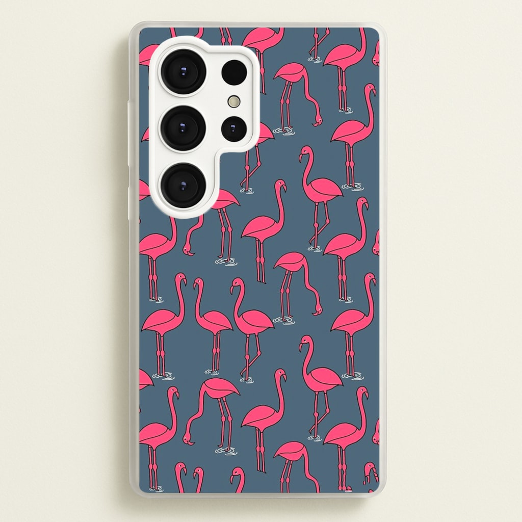 Basic Pink Flamingo Pattern - Animals Phone Case for Galaxy S25 Ultra