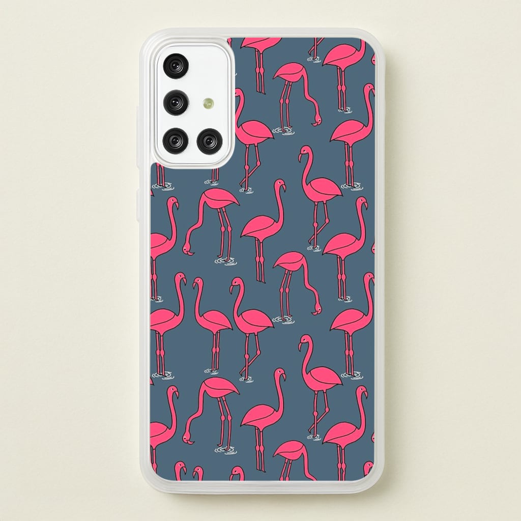 Basic Pink Flamingo Pattern - Animals Phone Case for Galaxy A71