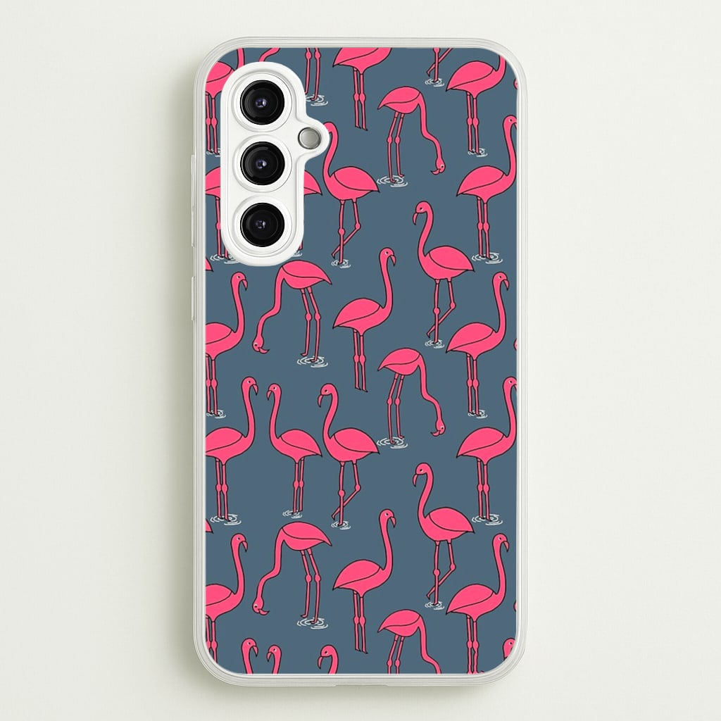 Basic Pink Flamingo Pattern - Animals Phone Case for Galaxy A14