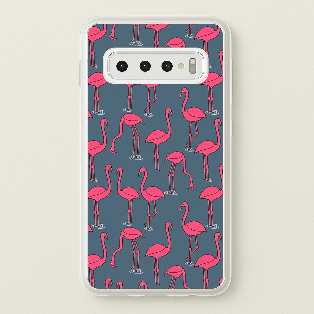Basic Pink Flamingo Pattern - Animals Phone Case for Galaxy S10 Plus