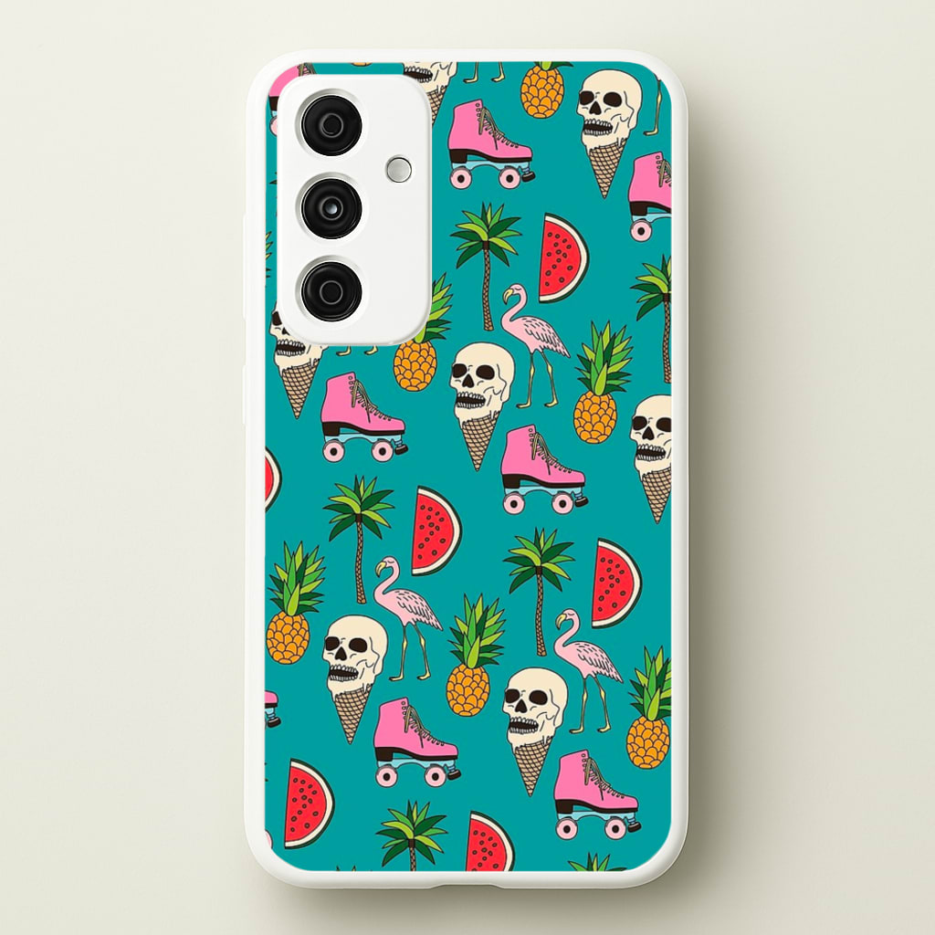 Skull Creams - Summer Pattern - Flamingos Phone Case for Galaxy A35