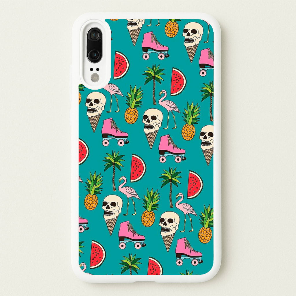 Skull Creams - Summer Pattern - Flamingos Phone Case for Huawei P20