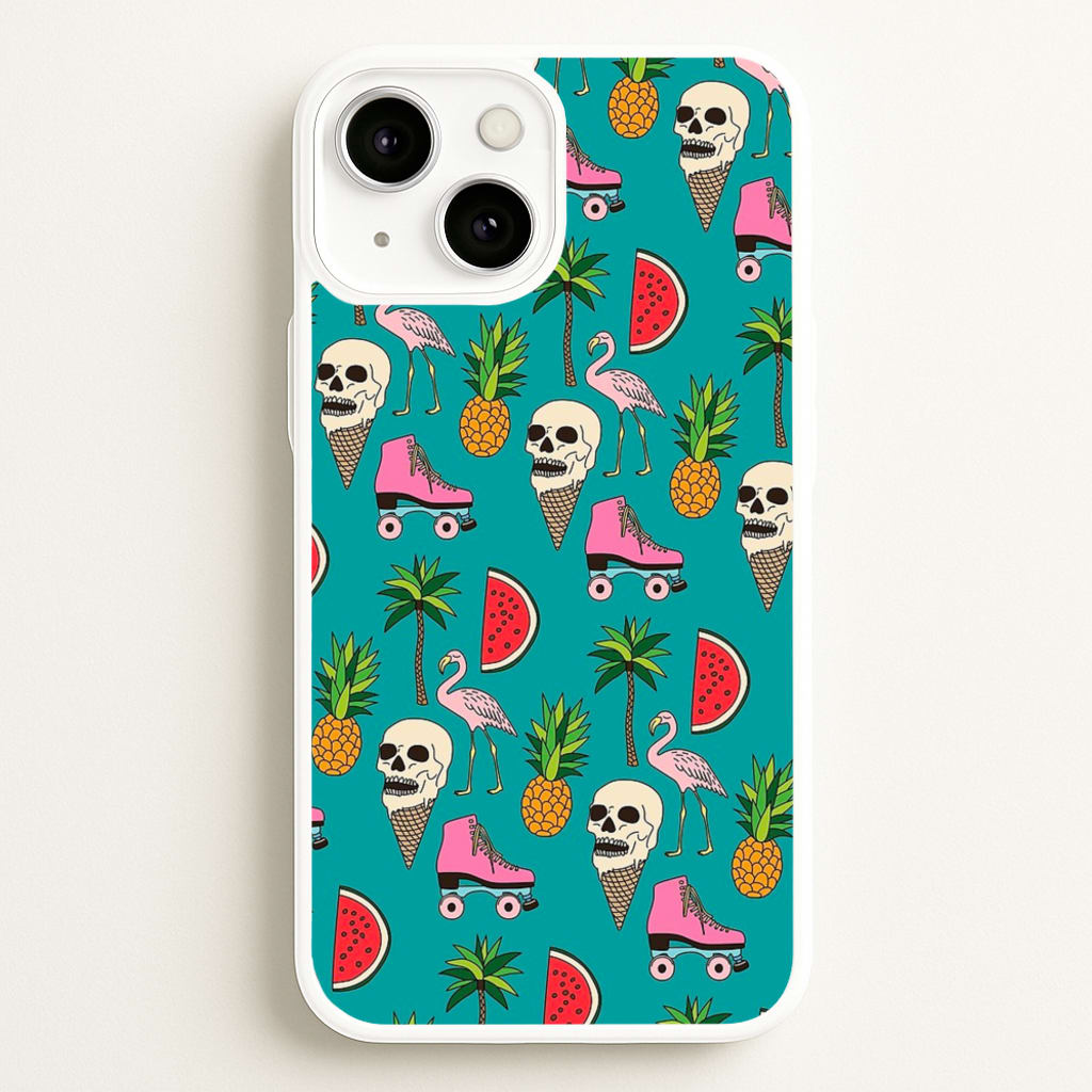 Skull Creams - Summer Pattern - Flamingos Phone Case for iPhone 13 Mini