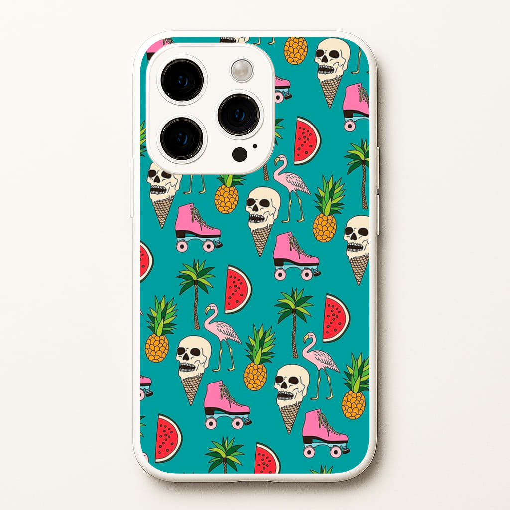 Skull Creams - Summer Pattern - Flamingos Phone Case for iPhone 15 Pro