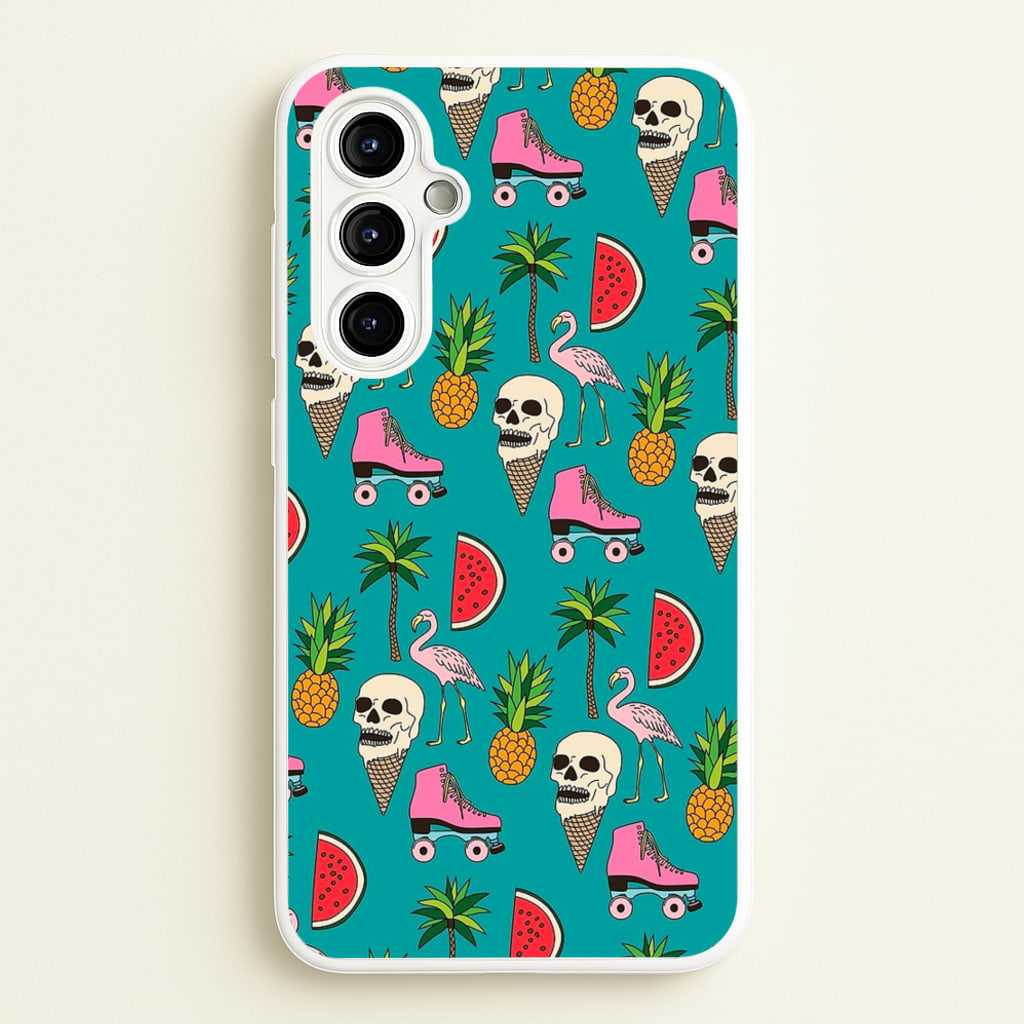Skull Creams - Summer Pattern - Flamingos Phone Case for Galaxy A54