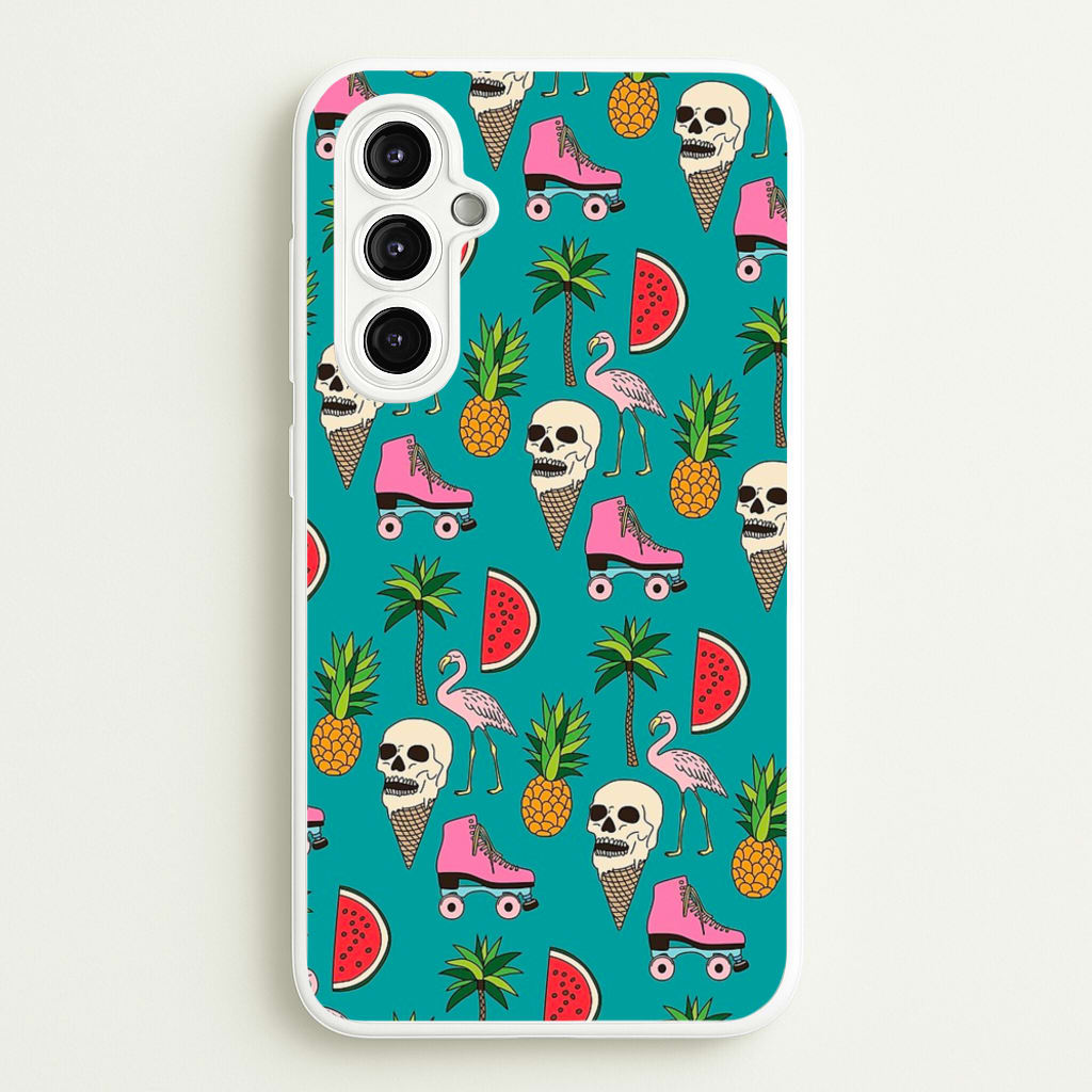 Skull Creams - Summer Pattern - Flamingos Phone Case for Galaxy A14