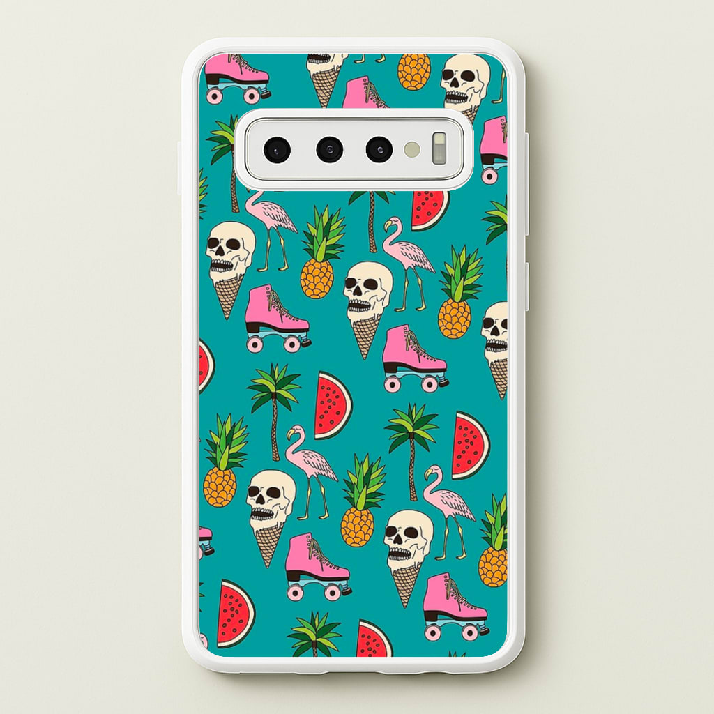 Skull Creams - Summer Pattern - Flamingos Phone Case for Galaxy S10