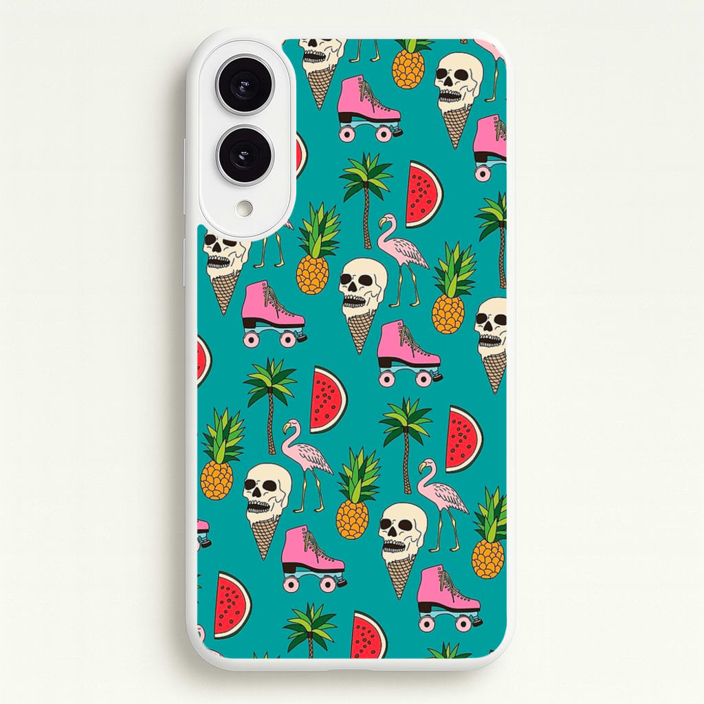 Skull Creams - Summer Pattern - Flamingos Phone Case for Galaxy S25 Edge